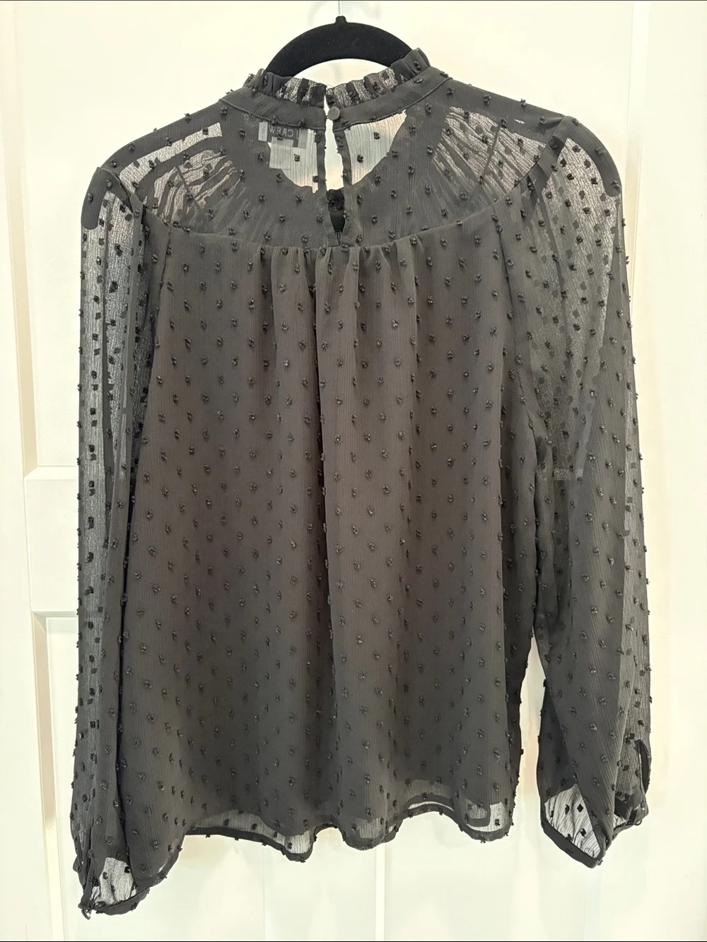 J. Crew Factory Black Dot Sheer Pleated Blouse